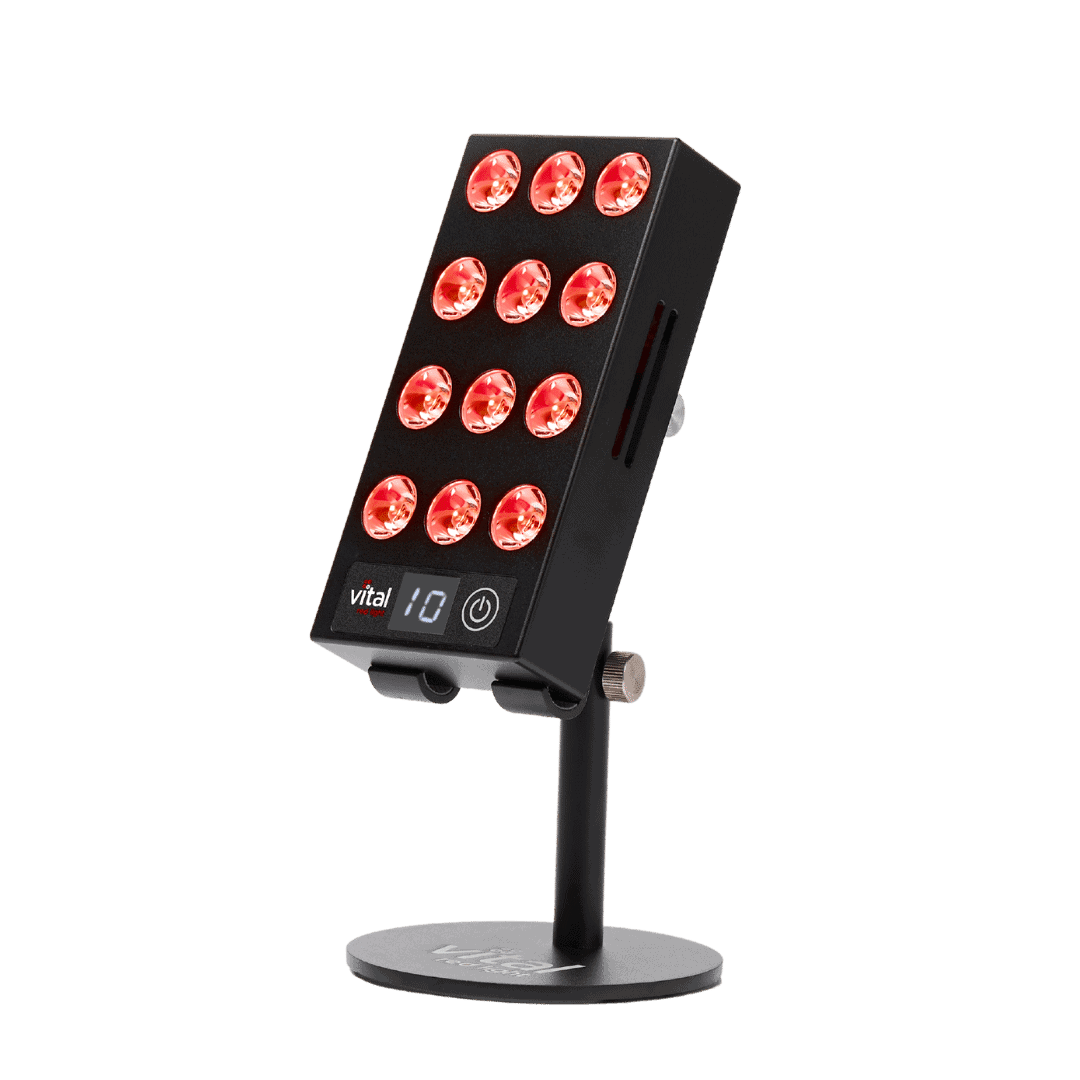 Vital Charge positioned on its tabletop kickstand